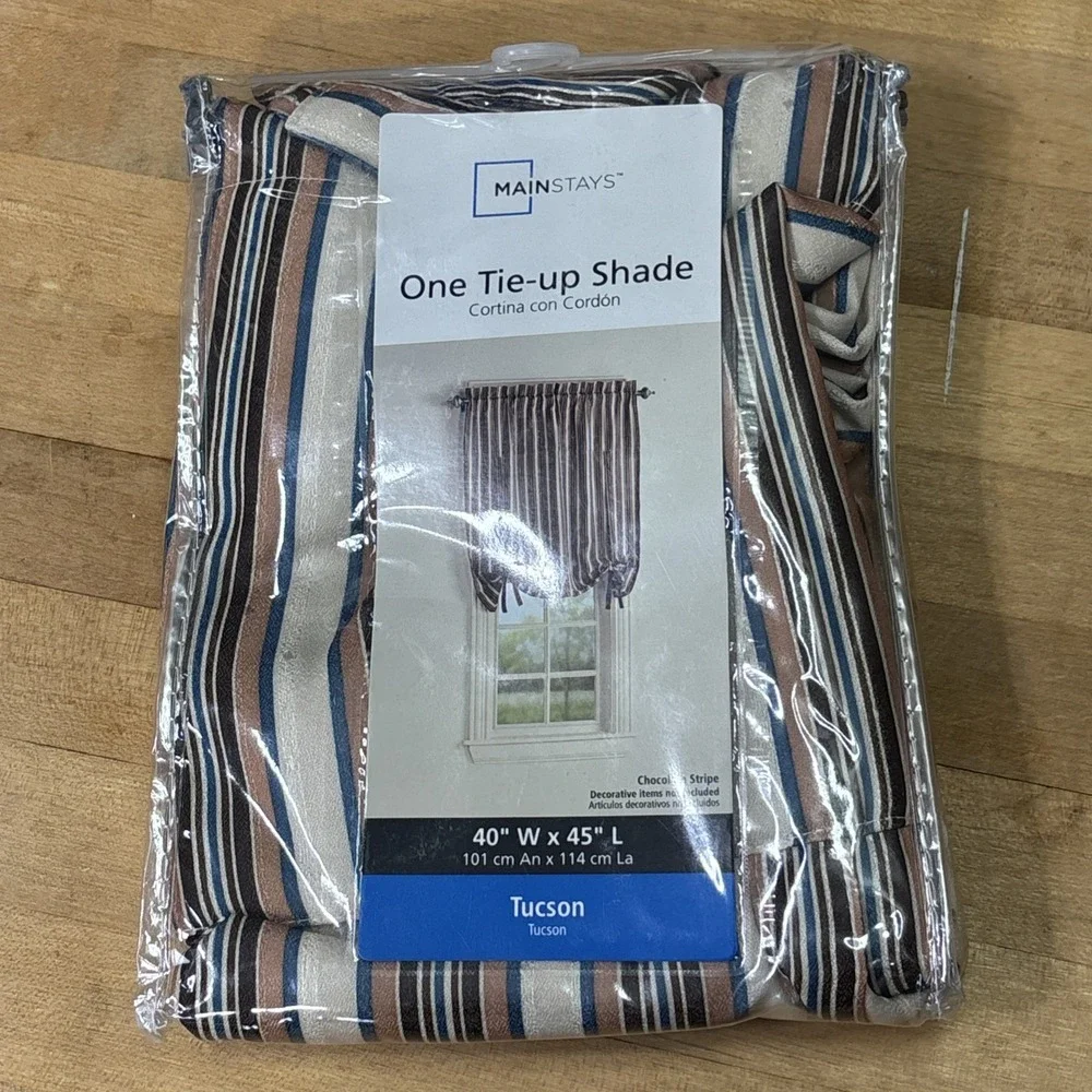 Lot of 2 Mainstays Tie-Up Window Shades 40x45 Tucson Stripe New Sealed